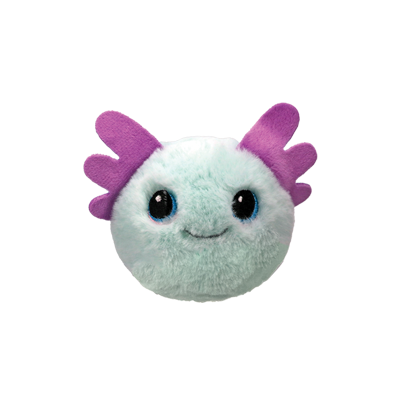 Plush toy with purple accents on a white background