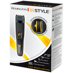 Remington B5 Style hair trimmer packaging with product image and features on a white background
