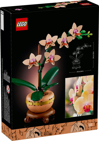 LEGO orchid set packaging with LEGO logo and orchid illustration