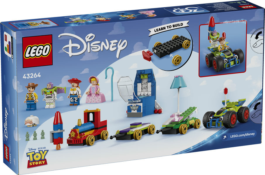 LEGO Disney & Pixar Toy Story Celebration Train & RC Car set 43264 with Woody, Jessie, Bo Peep and Buzz Lightyear, train engine, two wagons and remote‑control car