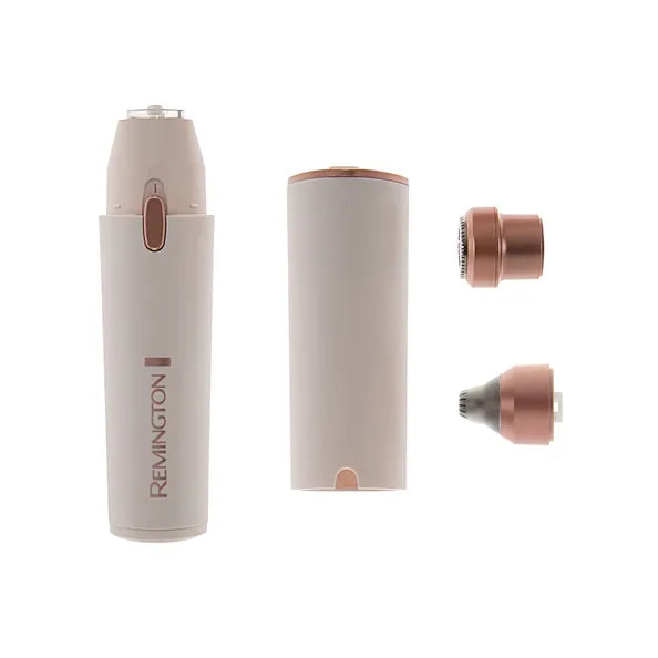 Remington hair removal device with attachments on a white background