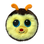 Plush bee toy with a white background