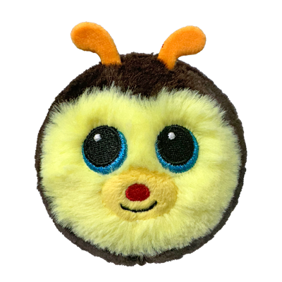 Plush bee toy with a white background
