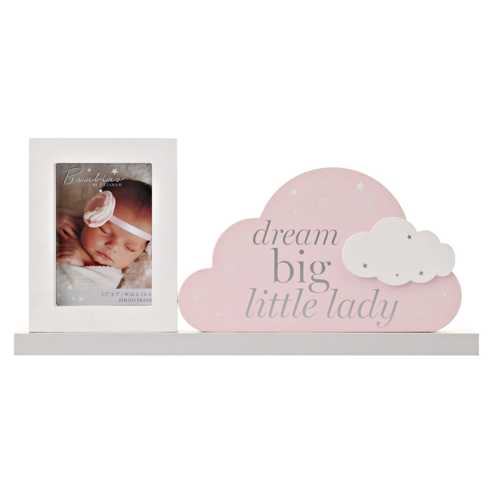 BAMBINO MANTEL PLAQUE FRAME "DREAM BIG LITTLE LADY" 37CM - Flemings Department Store