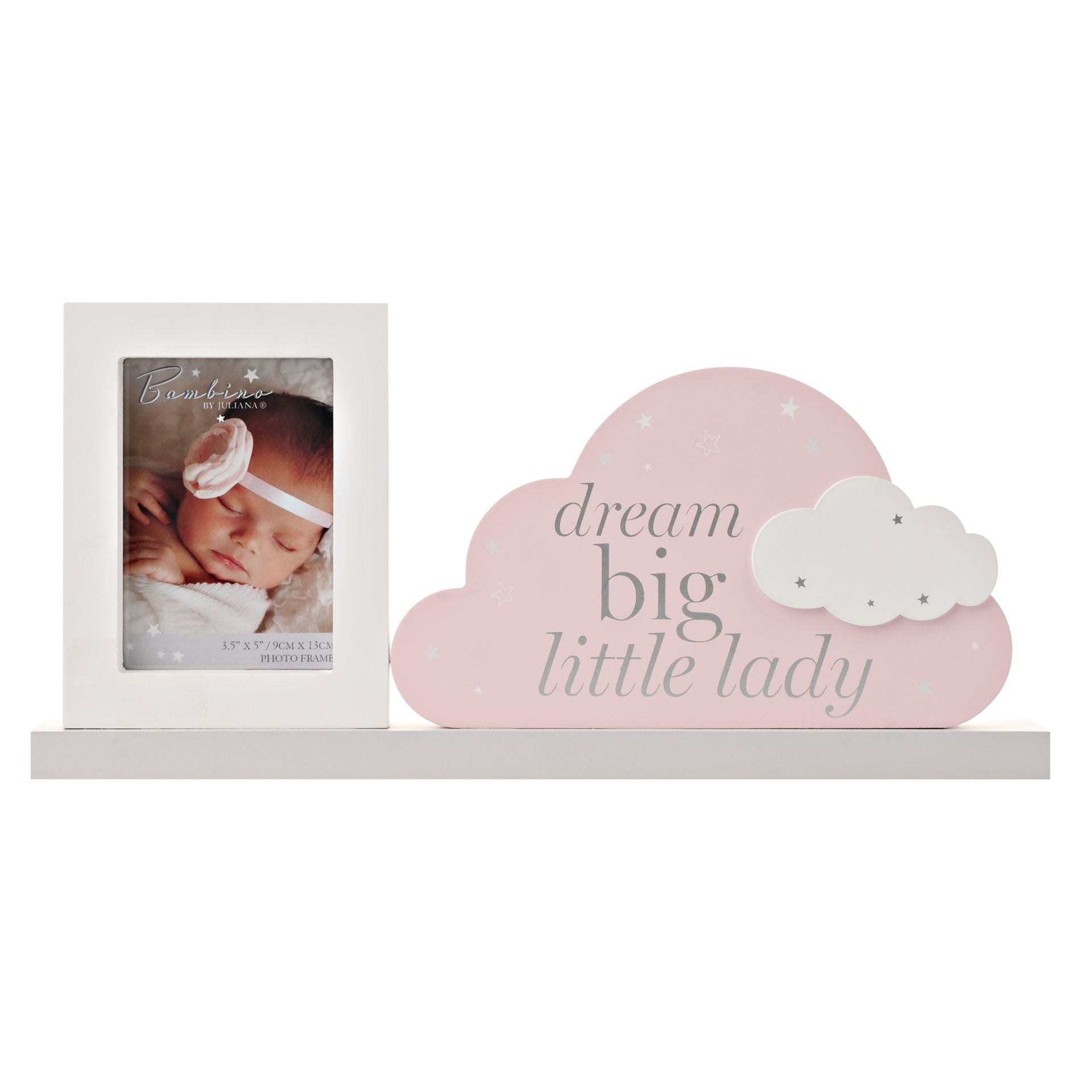 BAMBINO MANTEL PLAQUE FRAME "DREAM BIG LITTLE LADY" 37CM