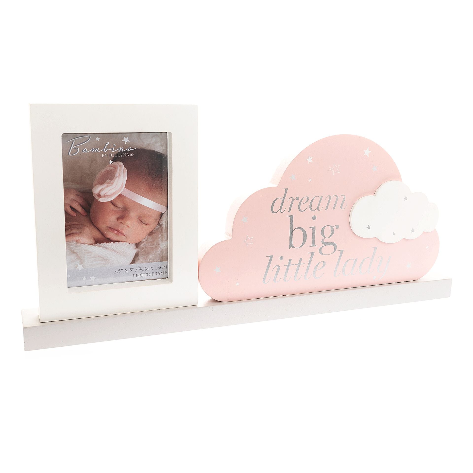 BAMBINO MANTEL PLAQUE FRAME "DREAM BIG LITTLE LADY" 37CM