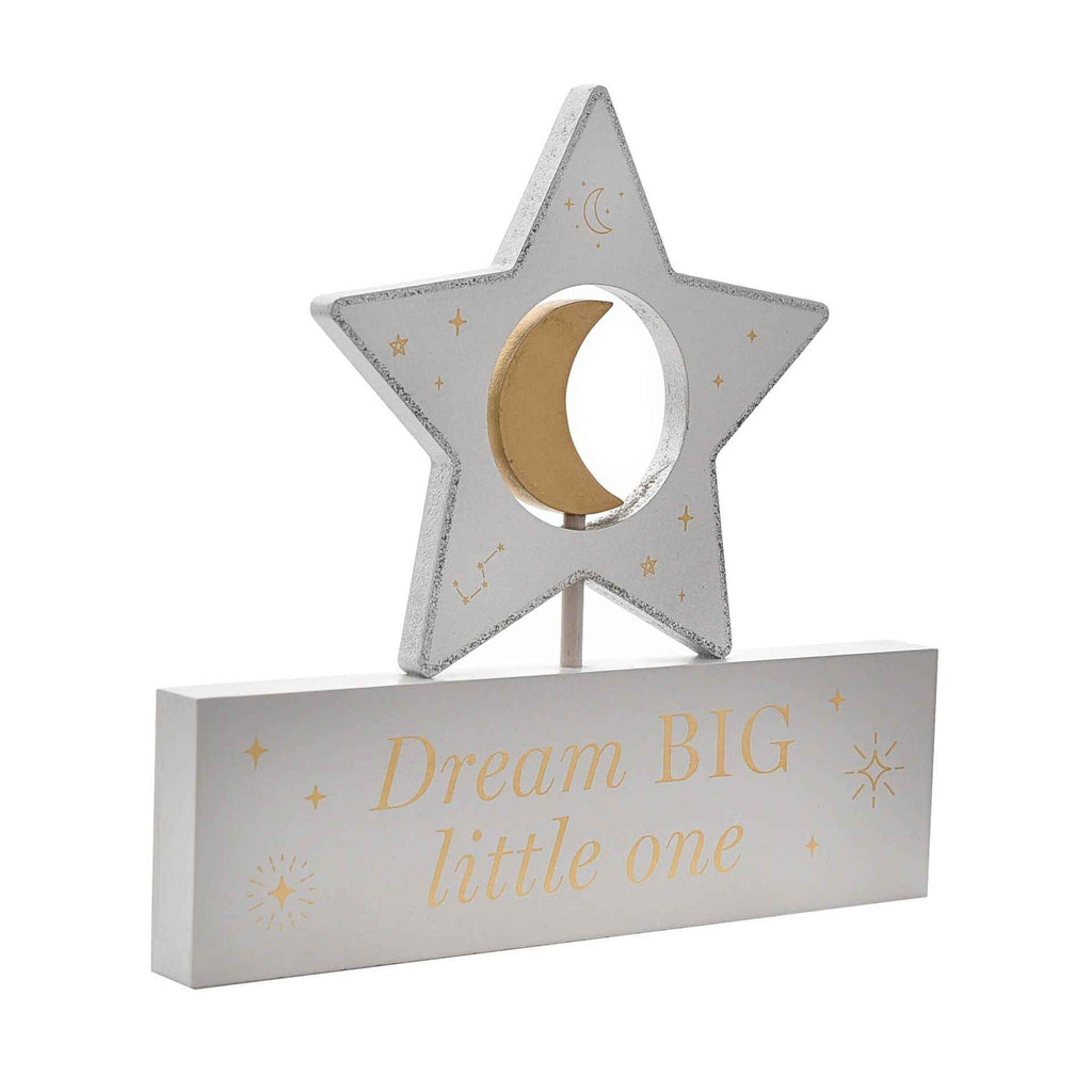 BAMBINO WOODEN STAR & MOON PLAQUE "DREAM BIG"