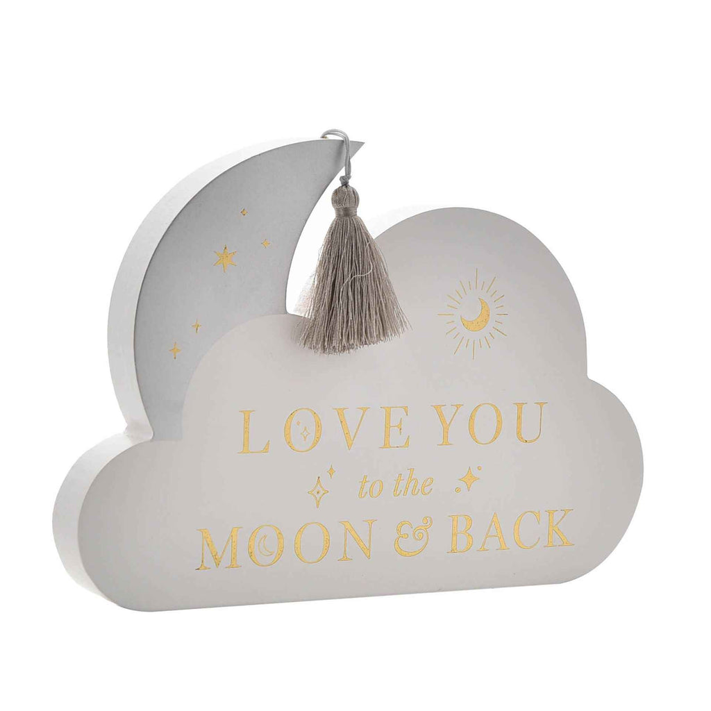 BAMBINO WOODEN MOON & CLOUD PLAQUE "LOVE YOU"