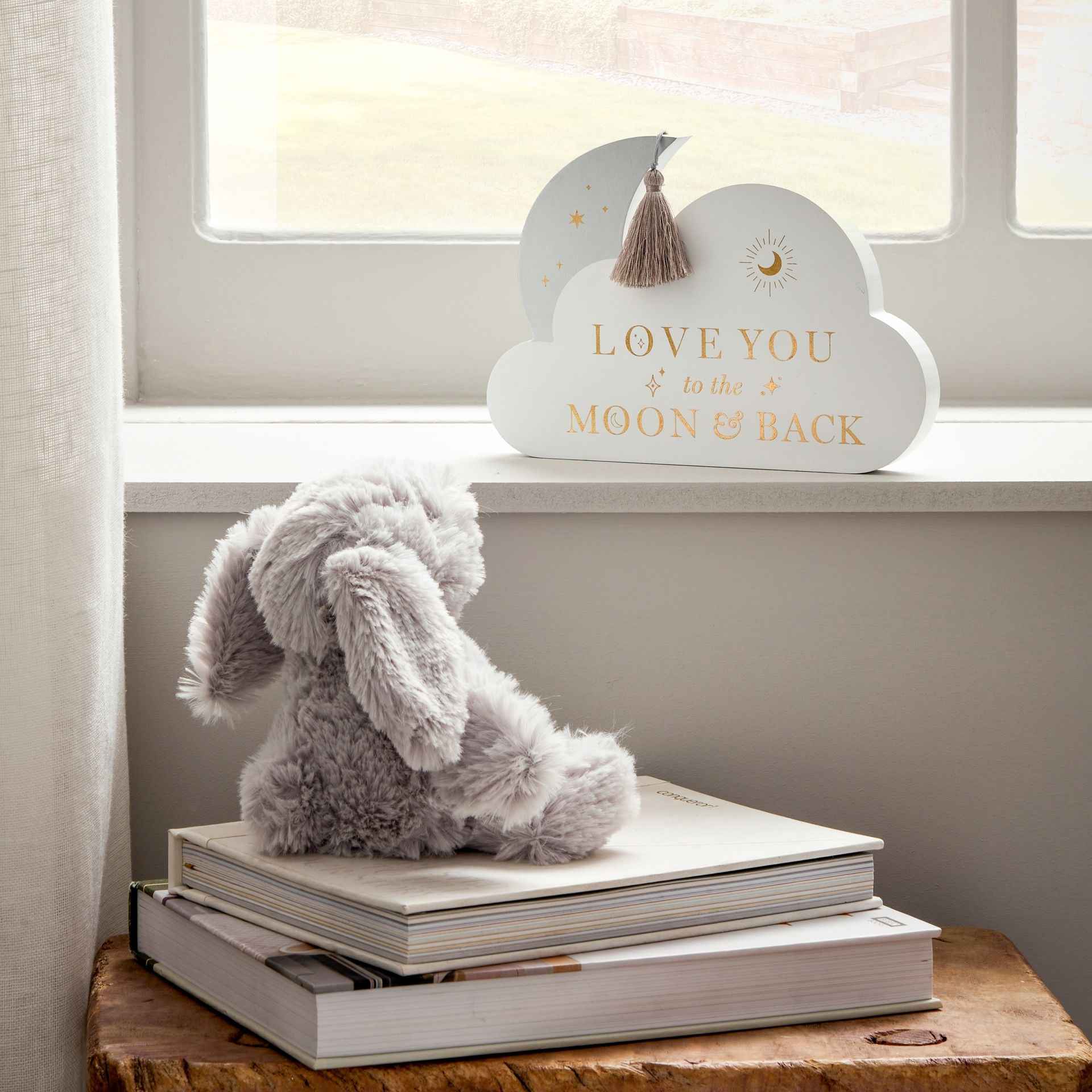 BAMBINO WOODEN MOON & CLOUD PLAQUE "LOVE YOU"
