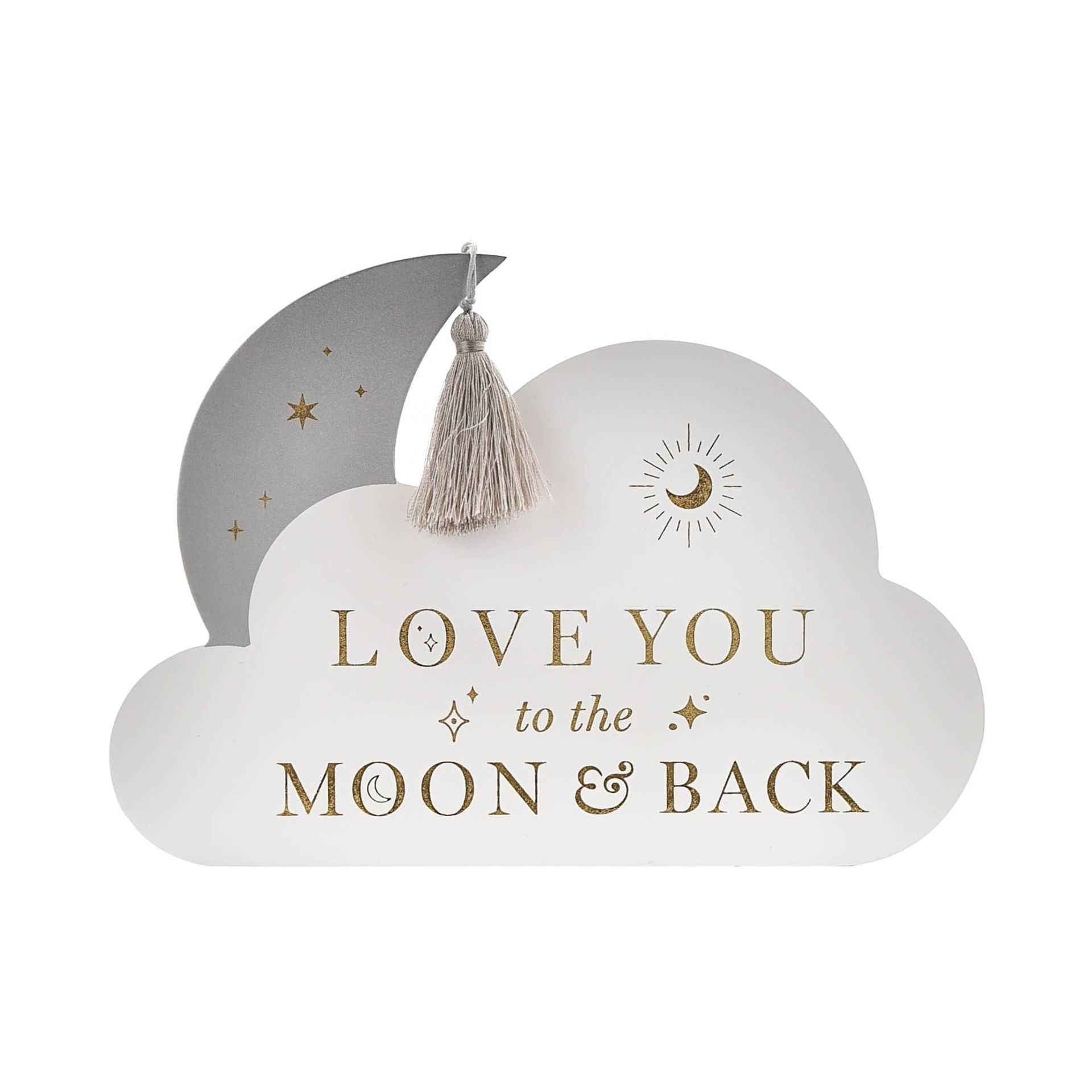 BAMBINO WOODEN MOON & CLOUD PLAQUE "LOVE YOU"
