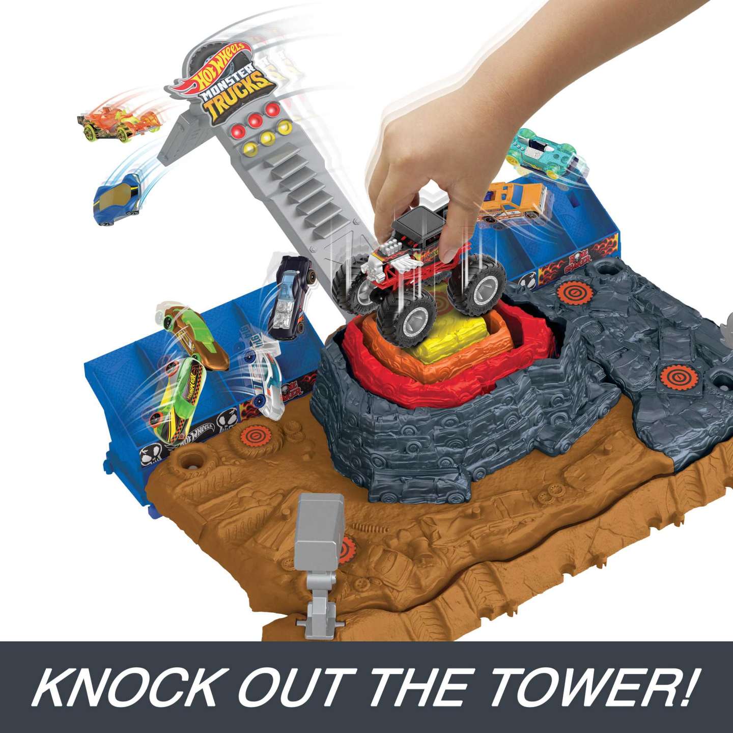 Hot Wheels Monster Trucks Arena Smashers Bone Shaker Ultimate Crush Yard Playset