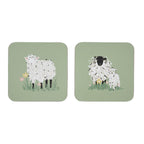 Woolly Sheep Coasters - 4 Pack One Size in Green - Flemings Department Store