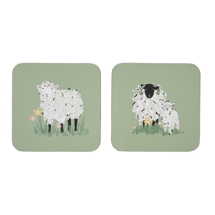 Woolly Sheep Coasters - 4 Pack One Size in Green - Flemings Department Store