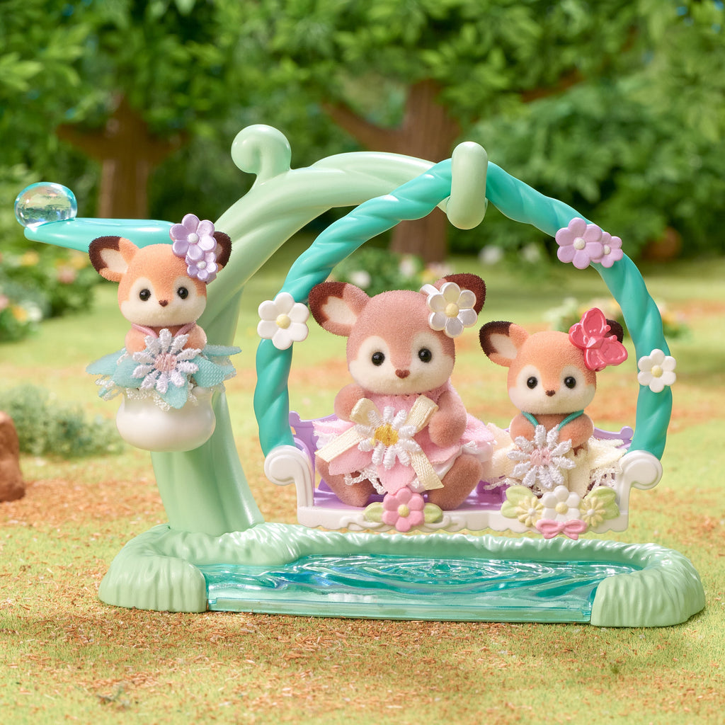 Sylvanian Families Deer Babies - Floral Swing Set - image 2