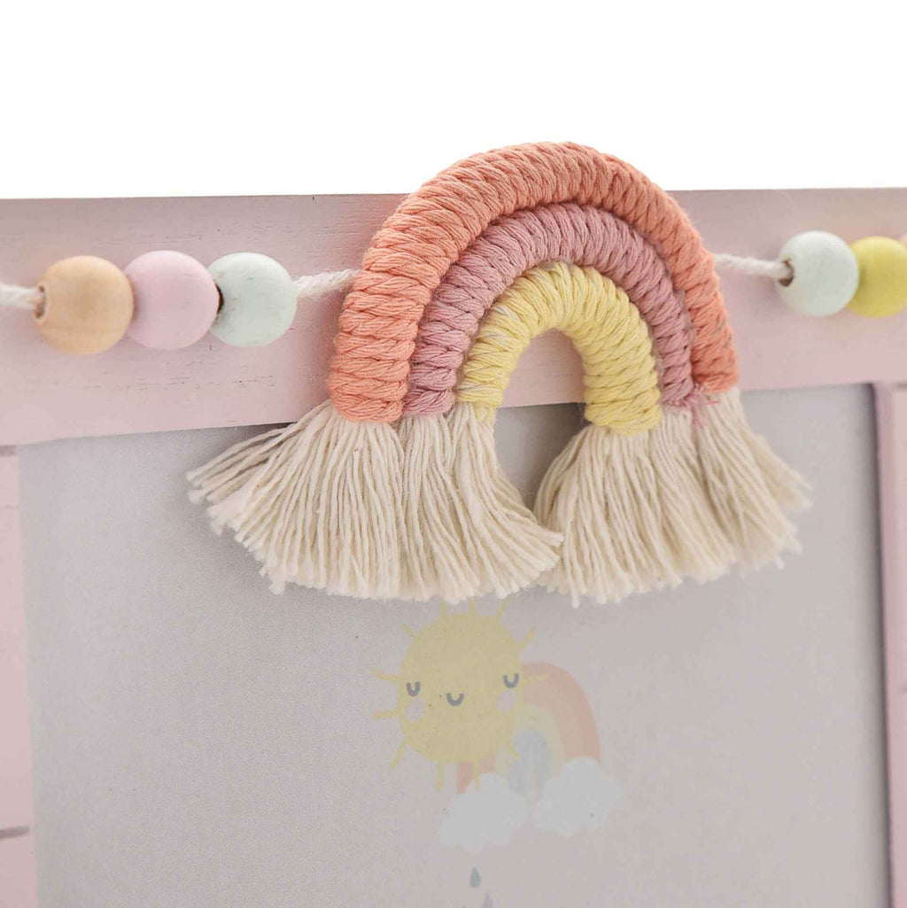 PETIT CHERI WOODENPHOTO FRAME MACRAME RAINBOW BABY GIRL 6X4"
