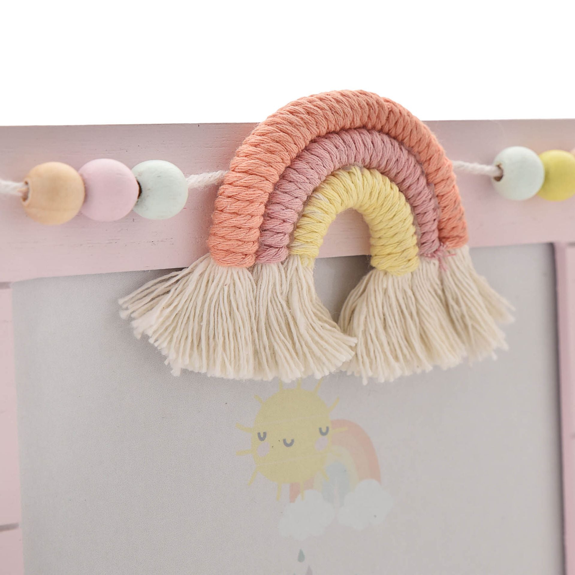 PETIT CHERI WOODENPHOTO FRAME MACRAME RAINBOW BABY GIRL 6X4"