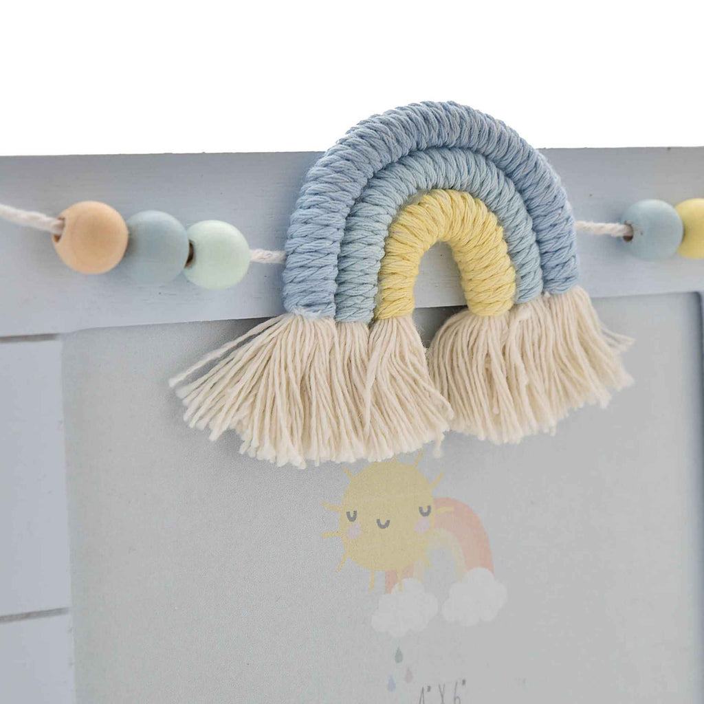 PETIT CHERI WOODEN PHOTO FRAME MACRAME RAINBOW BOY 6" X 4"
