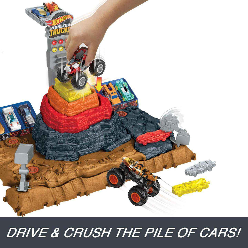 Hot Wheels Monster Trucks Arena Smashers Bone Shaker Ultimate Crush Yard Playset