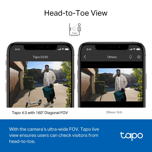 Tapo D230S1 Smart Video Doorbell – 2K 5MP, Battery, AI Detection
