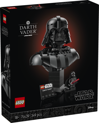 LEGO Darth Vader set packaging with branding and product details.