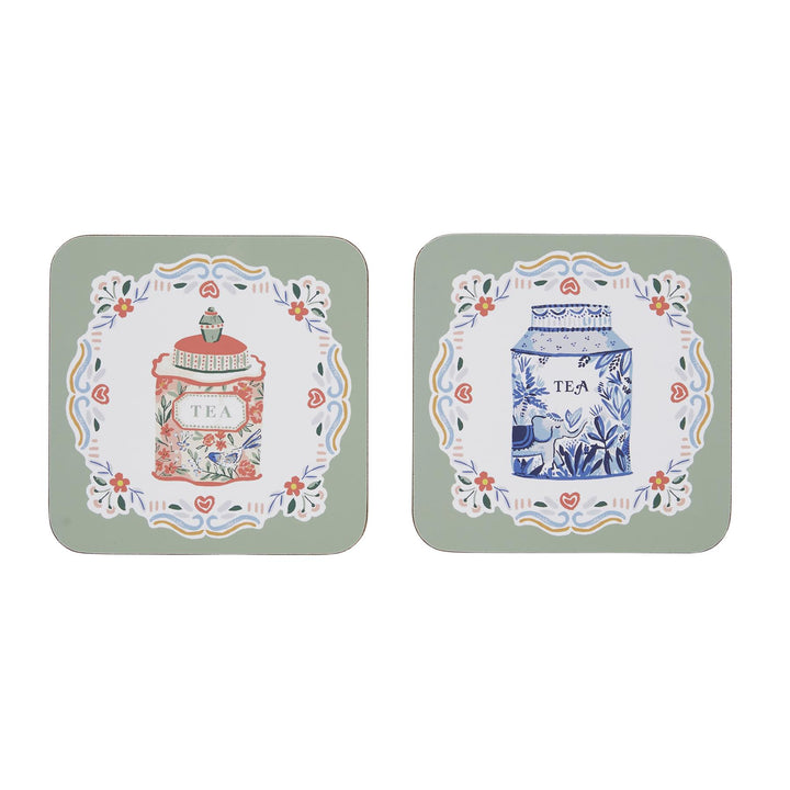 Tea Tins Coasters - 4 Pack One Size in Multi - Flemings Department Store