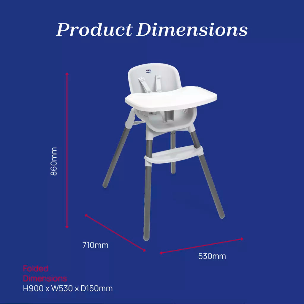 Chicco Zest 3-in-1 Folding Highchair – Moon Grey High Chair