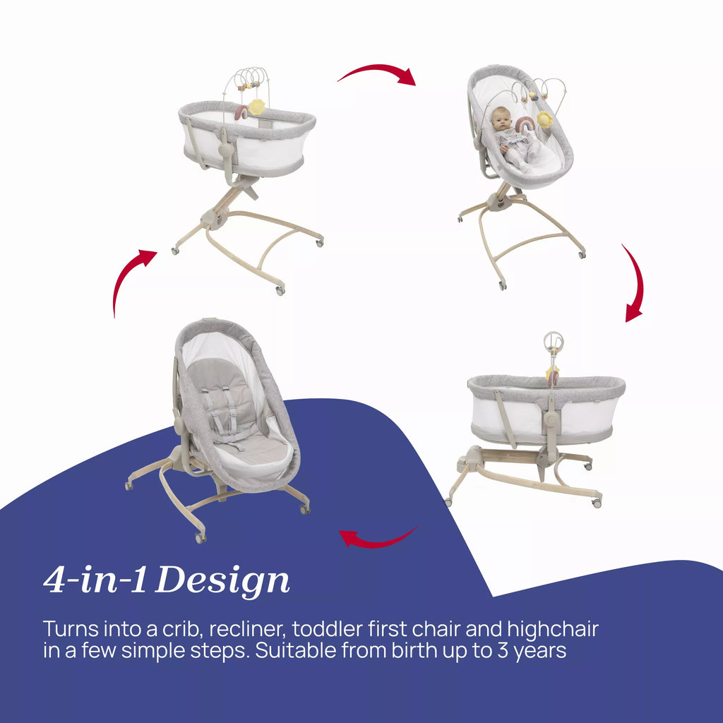 Chicco Baby Hug 4-in-1 Armonia – Crib, Recliner, Highchair & First Chair