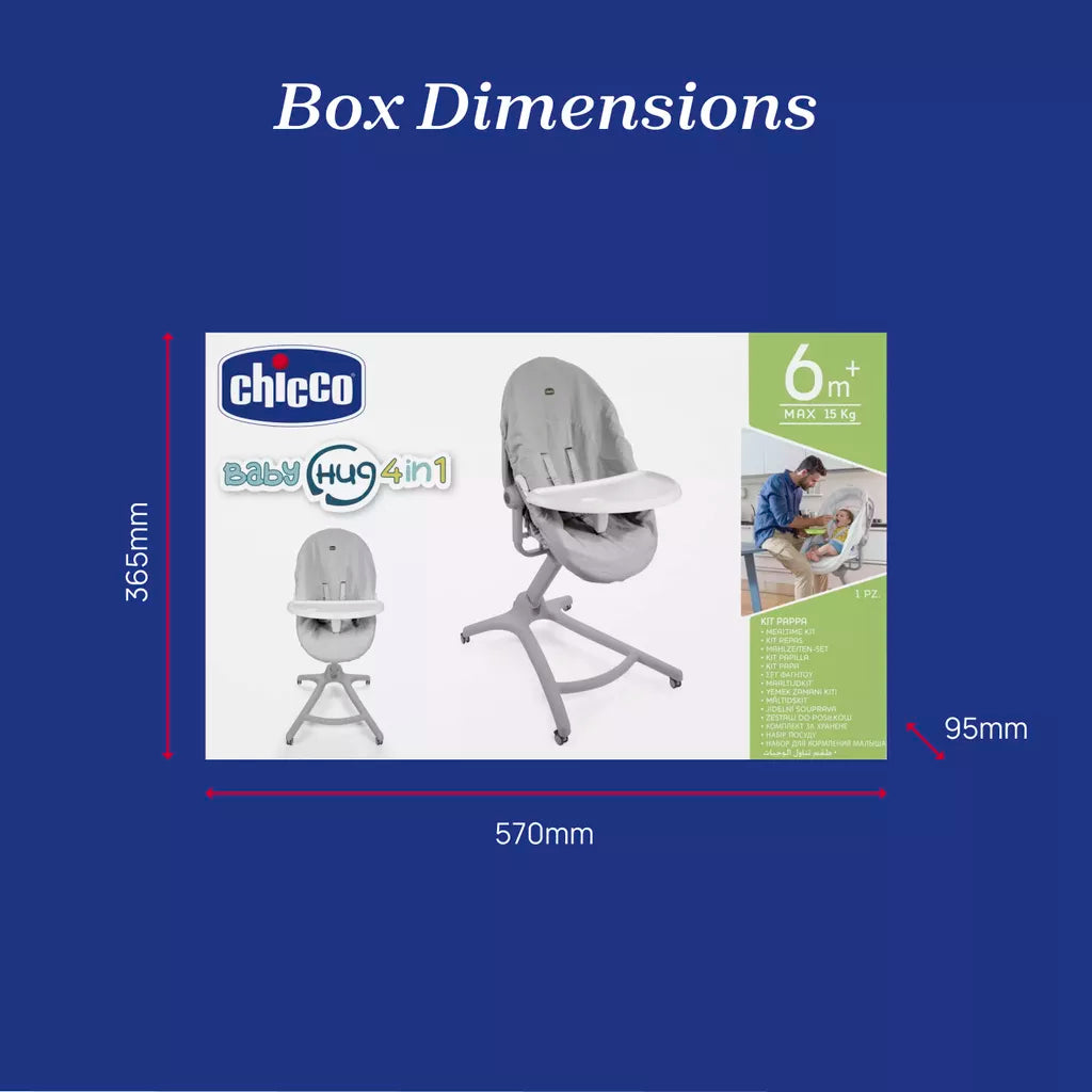 Chicco Baby Hug 4-in-1 Meal Kit – Highchair Tray and Seat Cover Set