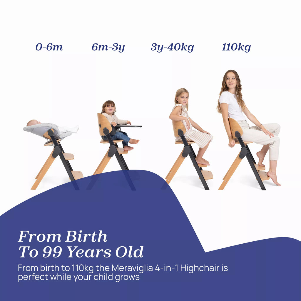Chicco Meraviglia Highchair – Ebony 4-in-1 High Chair from Birth