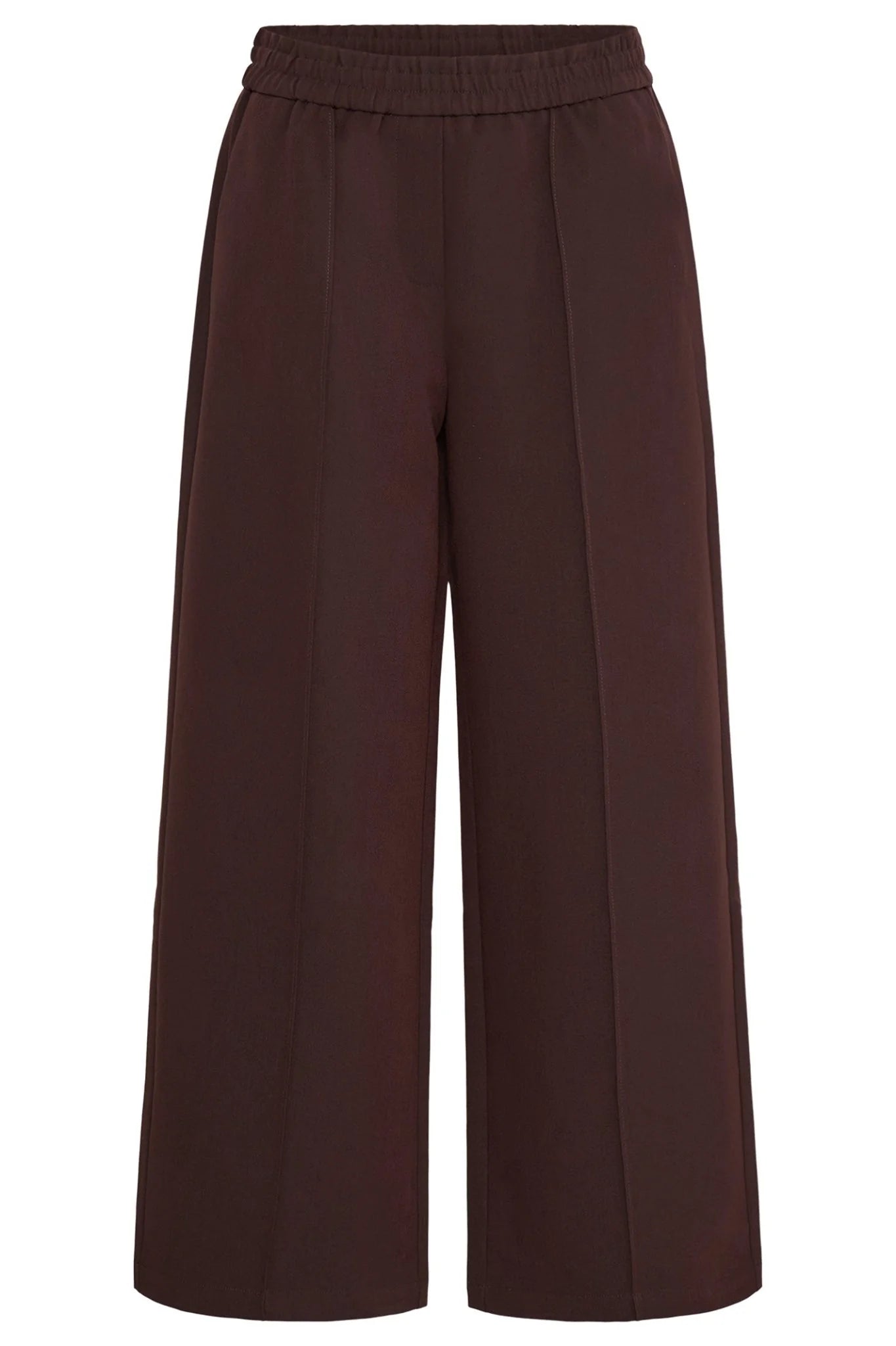 Fransa FRABIGAIL Fudge Brown Wide Leg Trousers | Pull-On Comfort