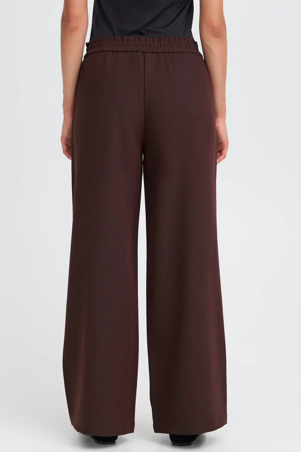 Fransa FRABIGAIL Fudge Brown Wide Leg Trousers | Pull-On Comfort