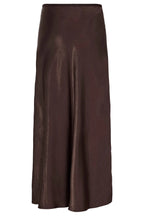 Fransa FRSHINA Chocolate Brown Satin Midi Skirt | Elegant Draped Fit