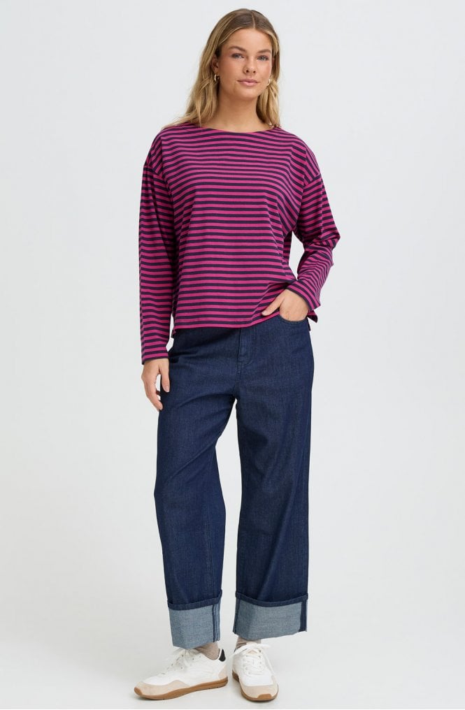 Fransa FRSIVA Top - Very Berry & Navy Striped