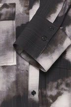 Fransa Lainey shirt in pumicestone ghost – shacket style with elasticated hem, patch pockets, and button front