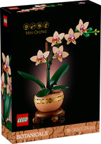 LEGO Botanicals Mini Orchid set packaging with orchids and LEGO logo.