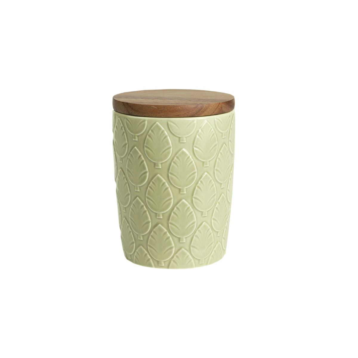 Green House Oval Leaf Store Jar With Rustic Acacia Lid - Flemings Department Store