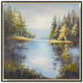 Hand Painted Picture Reflection on the Lake | 100x100cm Black & Gold Frame