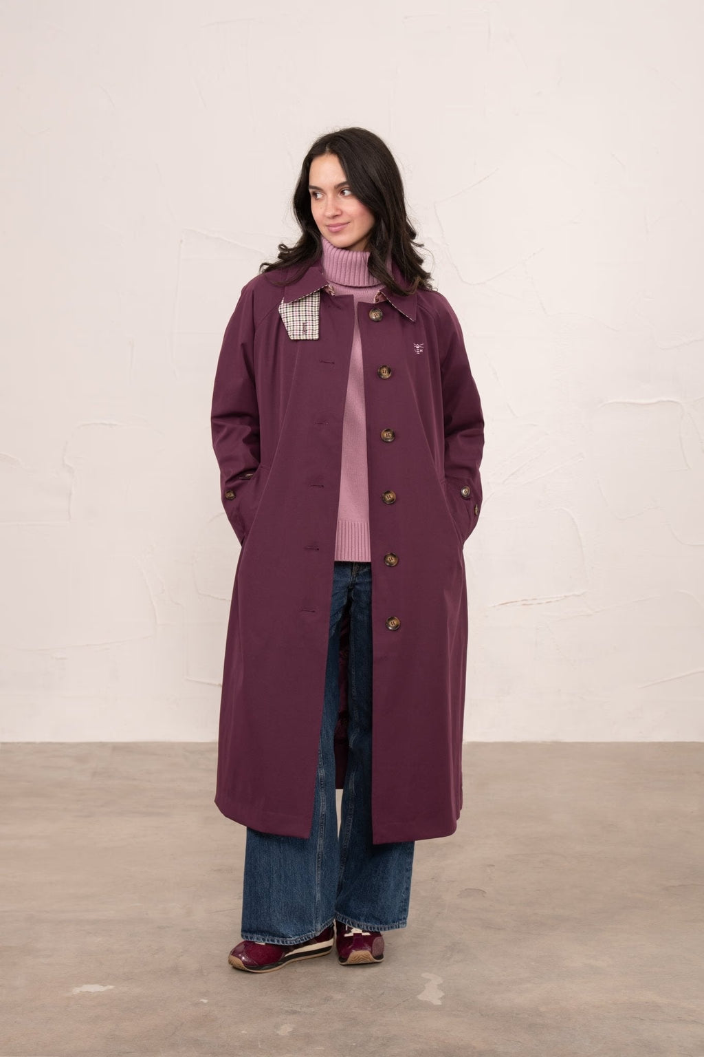 Ladies Harper Trench Coat - Damson
