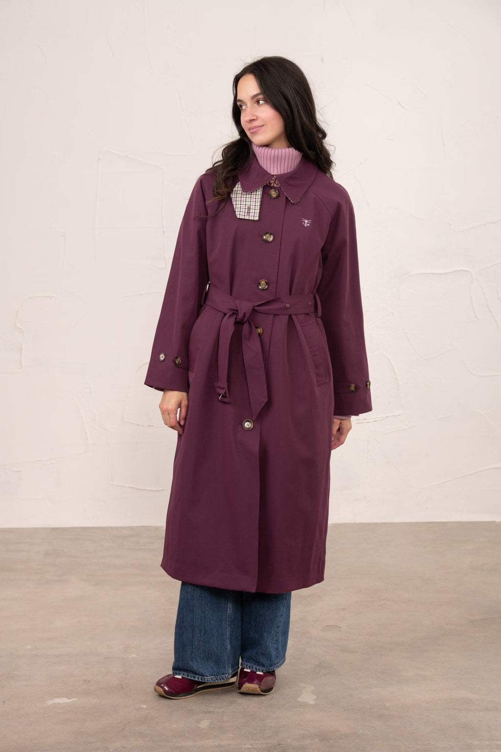 Ladies Harper Trench Coat - Damson