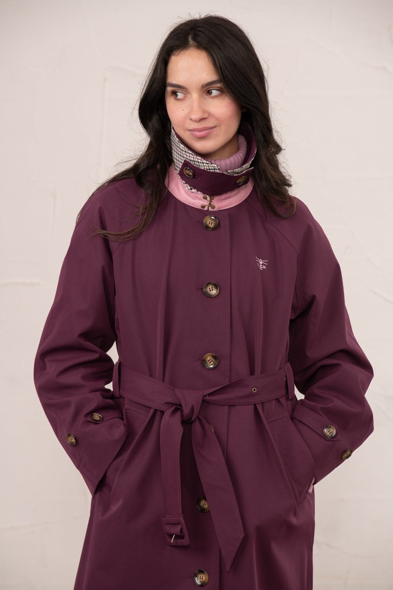 Ladies Harper Trench Coat - Damson