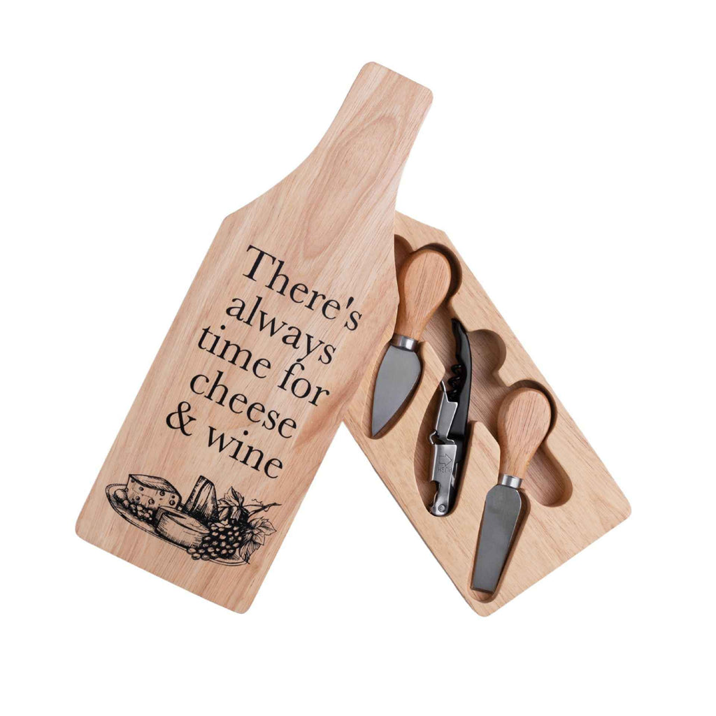 CHEESE AND WINE SET IN WOODEN CASE - KNIVES & CORKSCREW