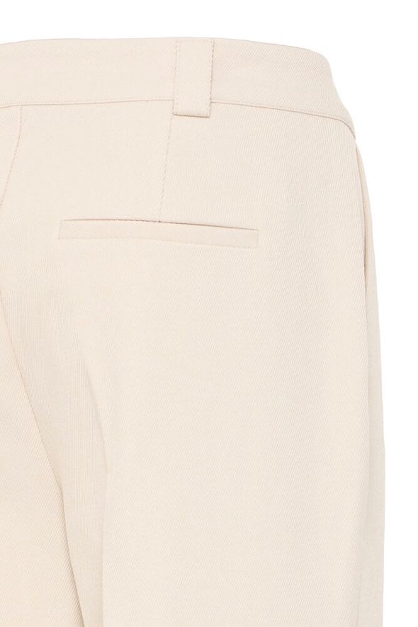 Fransa Brinkly Trousers in Pumice Stone which is a light beige there straight leg - close up on the pockets
