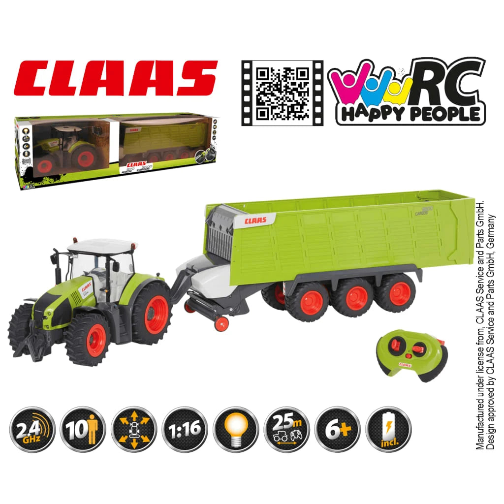 CLAAS AXION 870 RC Tractor with CARGOS 9600 Trailer – 1:16 Scale