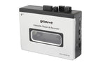 A white and black Groove cassette player and recorder device with a transparent cassette window, shown on a plain white background.