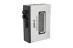 A silver and black Groove cassette player and recorder device with a transparent window showing the internal tape mechanism, set against a plain white background.