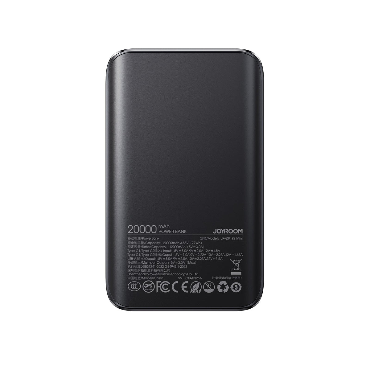 Joyroom JR-QP192 22.5W 20000mAh Power Bank with Display – product image