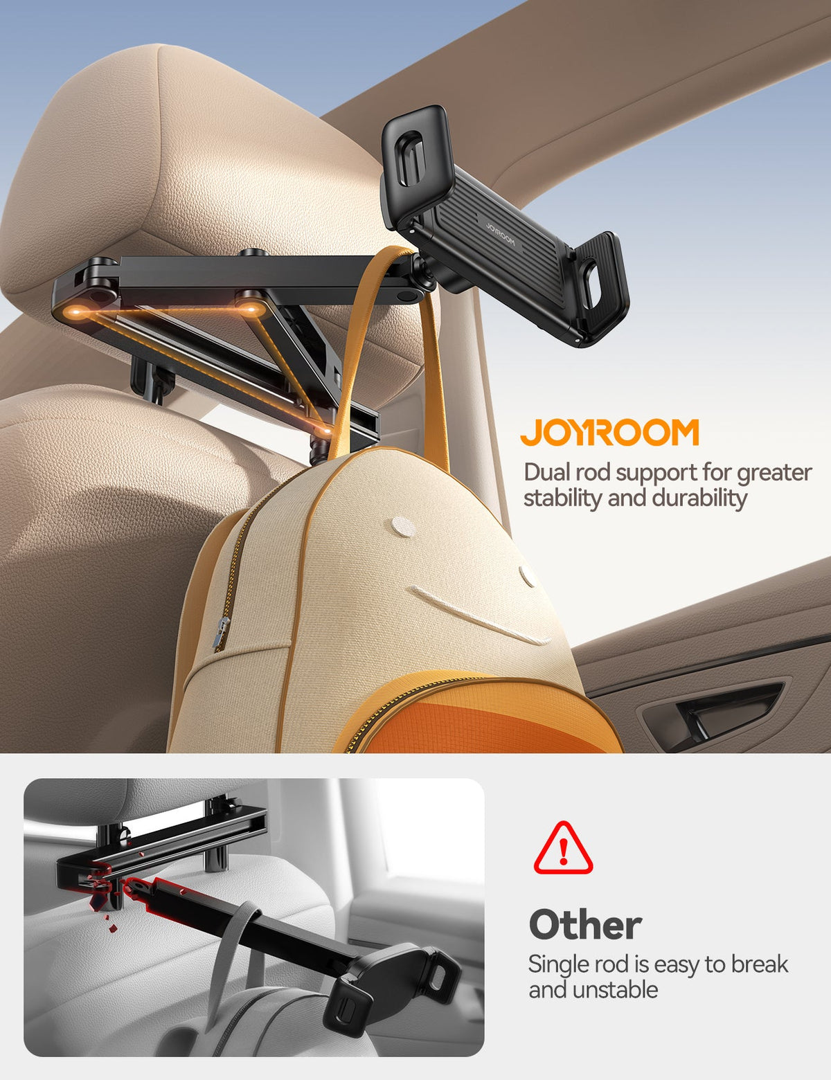Joyroom JR-ZS433 Car Headrest Tablet & Phone Holder – view 6