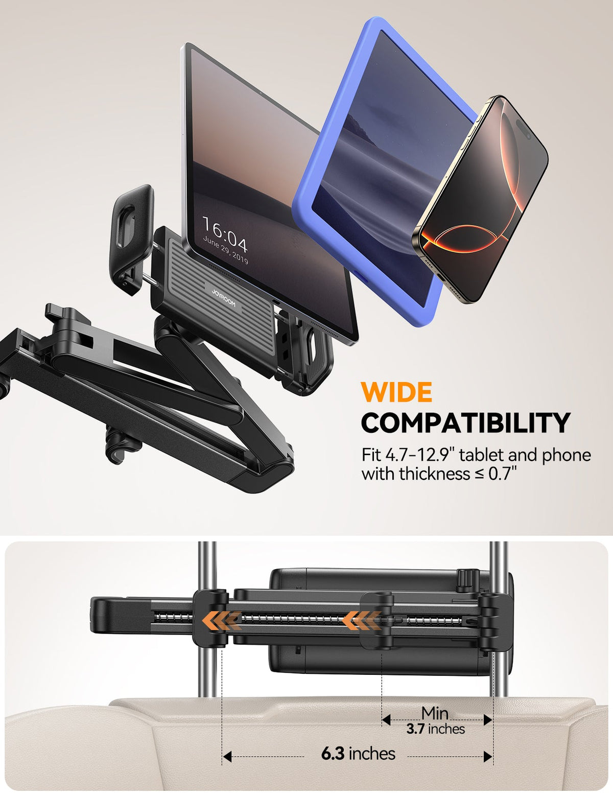 Joyroom JR-ZS433 Car Headrest Tablet & Phone Holder – view 5