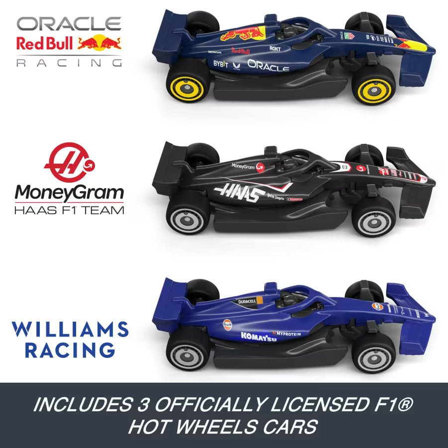 Hot Wheels Formula 1 Grand Prix Circuit Track Set with 3 F1 Cars