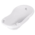 White baby bathtub with a star design on a white background